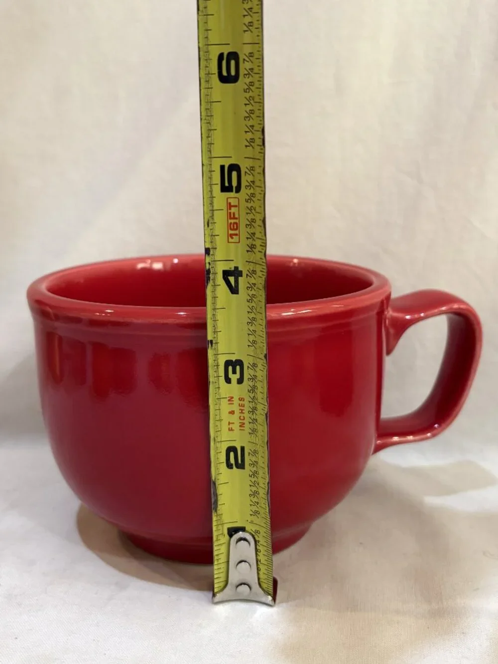 Homer Laughlin Fiesta USA Pottery Jumbo Cappuccino Soup Mug Red 16 oz
